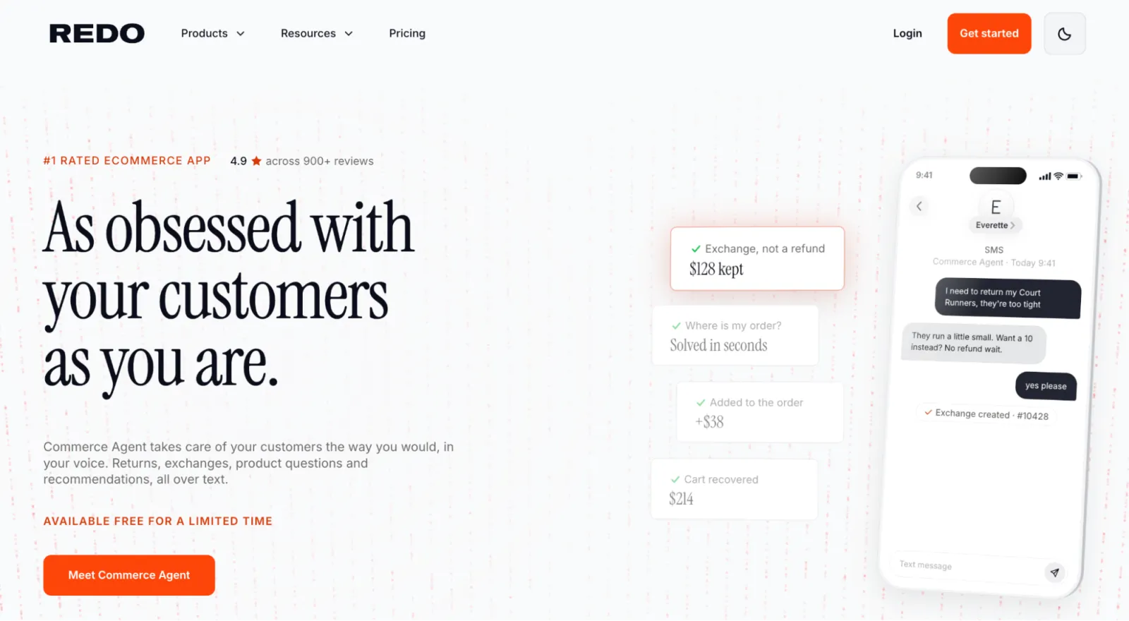 Redo homepage for its ecommerce returns and customer experience platform