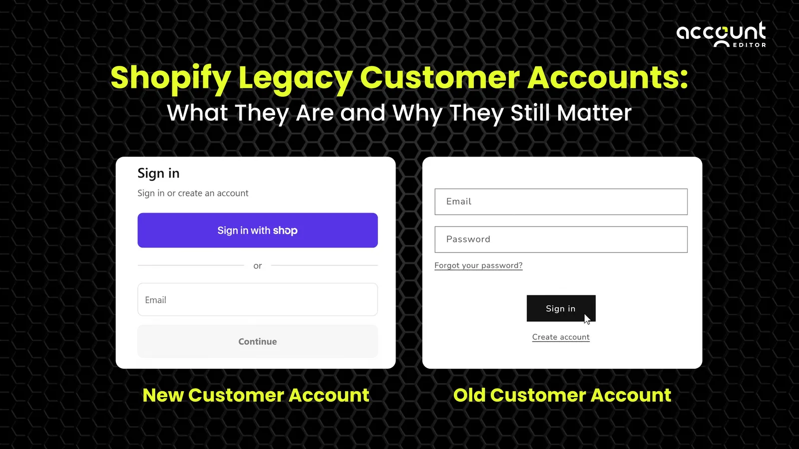 Comparison of new versus classic Shopify customer-account login experience