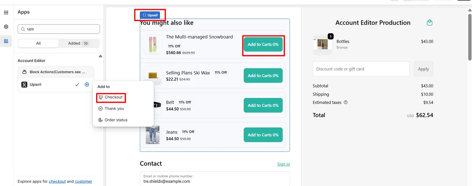 “Add to Checkout option highlighted (Plus only)