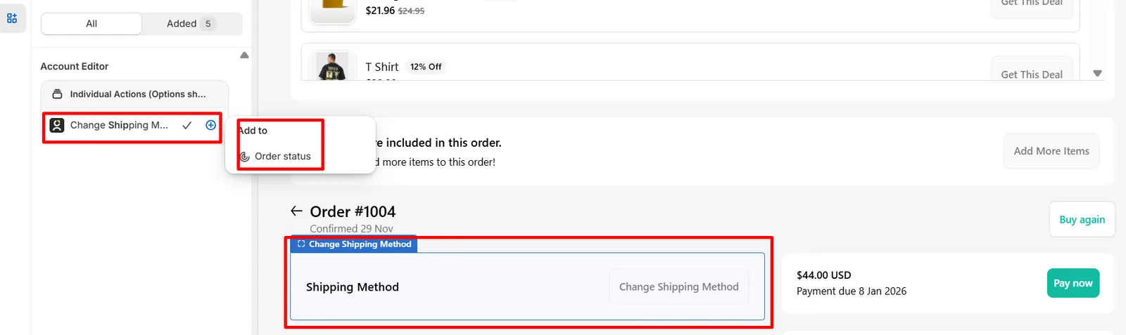 Change Shipping Method Block