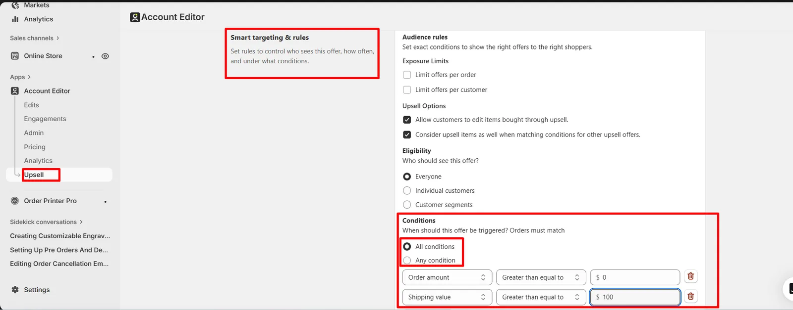 Condition builder with All vs Any selector