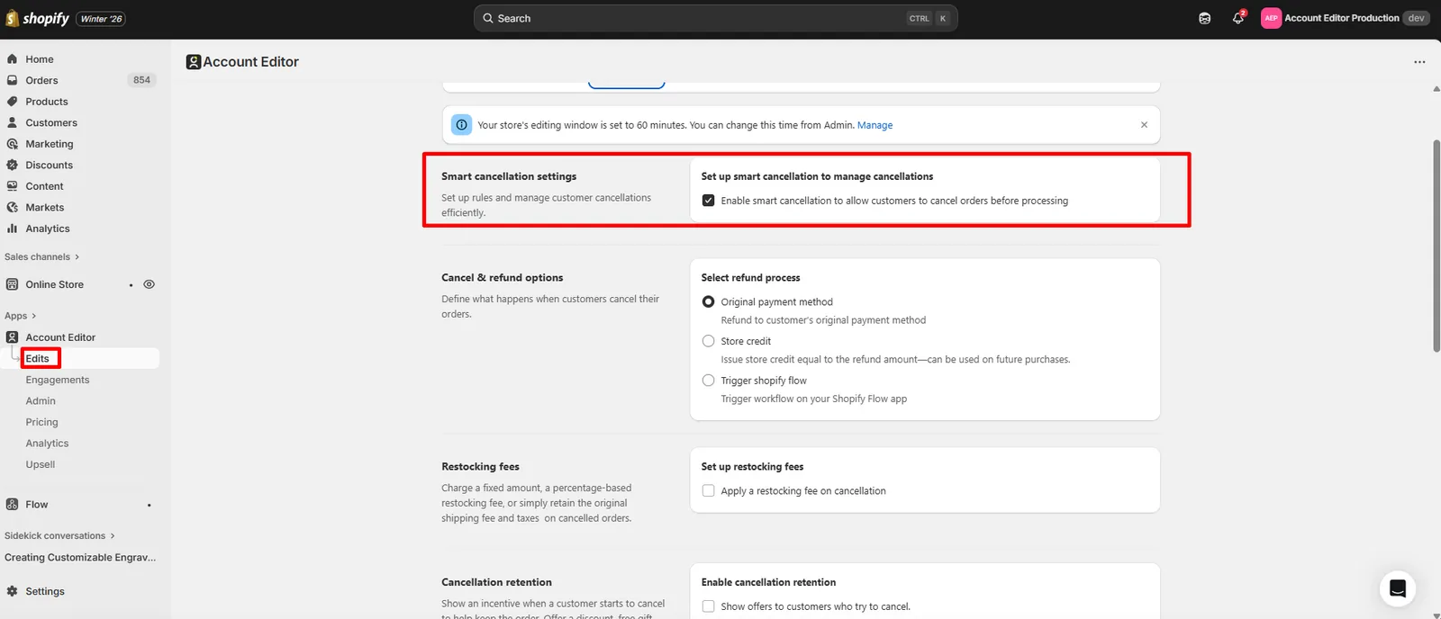 Settings → Enable order cancellation