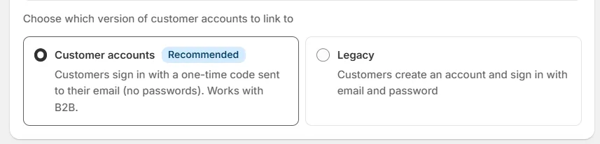 Turn on Customer account